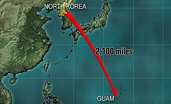 北朝鮮 グアム 地図 ルート